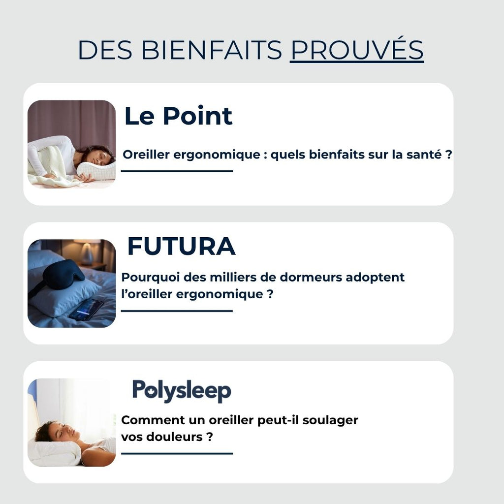 L’OREILLER ÉRGONOMIQUE CONÇU AVEC DES PRATICIENS